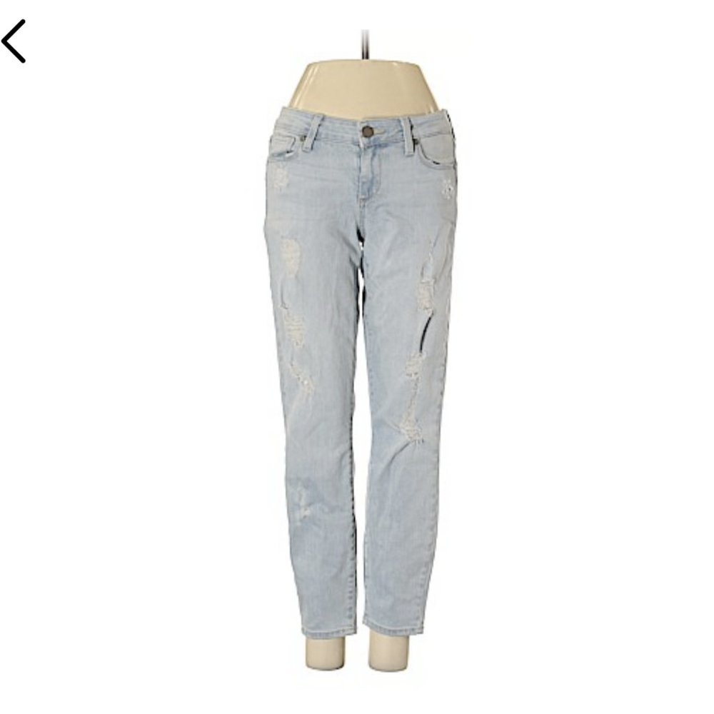 PAIGE Verdugo Crop Light Wash Distressed Jeans